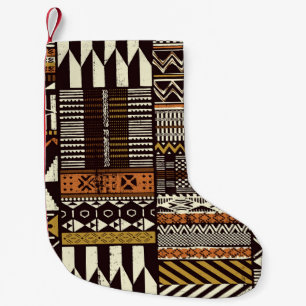 Afrikanisches Stammesgewebe, abstrakt Vintag. Kleiner Weihnachtsstrumpf