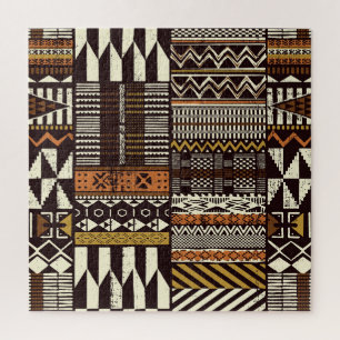 Afrikanisches Stammesgewebe, abstrakt Vintag. Puzzle