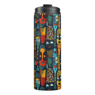 Afrikanisches Stammesmuster mit Götzen. Thermosbecher