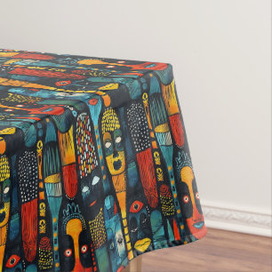Afrikanisches Stammesmuster mit Götzen. Tischdecke