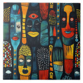 Afrikanisches Stammesmuster mit Idole. Fliese (Vorderseite)