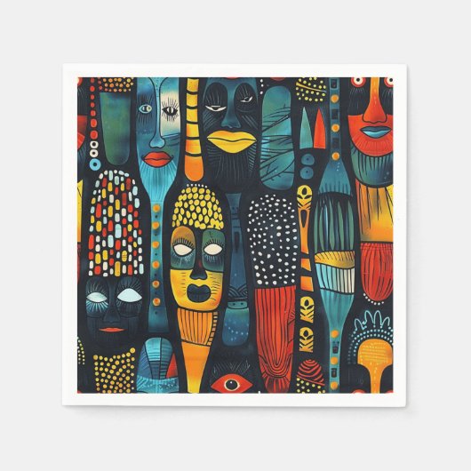 Afrikanisches Stammesmuster mit Idole. Serviette (Vorderseite)