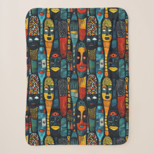 Afrikanisches Stammesmuster mit Idole. Sherpadecke