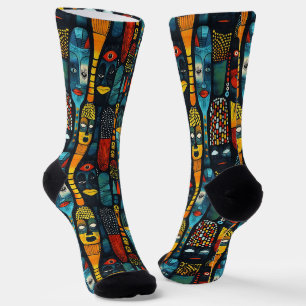 Afrikanisches Stammesmuster mit Idole. Socken