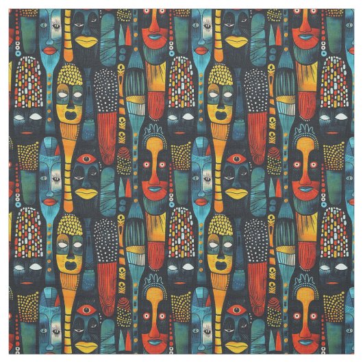 Afrikanisches Stammesmuster mit Idole. Stoff (Muster)
