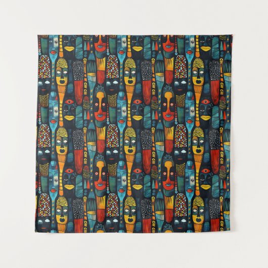 Afrikanisches Stammesmuster mit Idole. Wandteppich (Vorderseite)