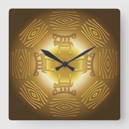 Afrikanisches Stammesmuster Quadratische Wanduhr