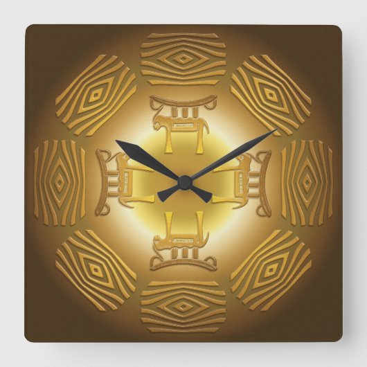 Afrikanisches Stammesmuster Quadratische Wanduhr (Vorderseite)