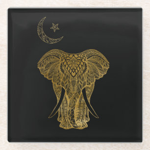 Afrikanisches Thema - Untersetzer aus Gold-Elefant