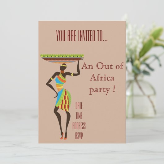 Afrikanisches themed aus Afrika-Party heraus Einladung (Stehend Vorderseite)