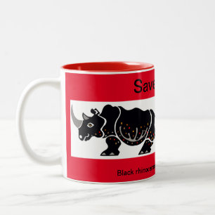 Afrikanisches Tier - Gerettet RHINOS - Wildtiere - Zweifarbige Tasse
