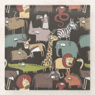 Afrikanisches Tier-Muster Glasuntersetzer