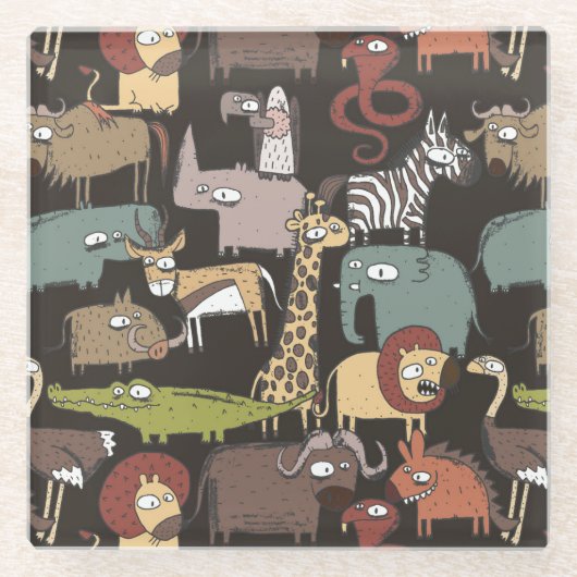 Afrikanisches Tier-Muster Glasuntersetzer (Vorderseite)