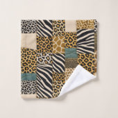 Afrikanisches Tierdruck-Patchwork-Design-Handtuch- Badhandtuch Set (Waschlappen)