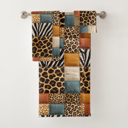 Afrikanisches Tierdruck-Patchwork-Design-Handtuch- Badhandtuch Set (Insitu)