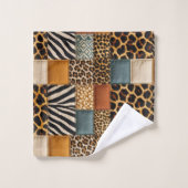Afrikanisches Tierdruck-Patchwork-Design-Handtuch- Badhandtuch Set (Waschlappen)