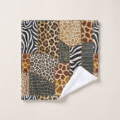 Afrikanisches Tierdruck-Patchwork-Design-Handtuch- Badhandtuch Set (Waschlappen)
