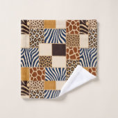 Afrikanisches Tierdruck-Patchwork-Design-Handtuch- Badhandtuch Set (Waschlappen)
