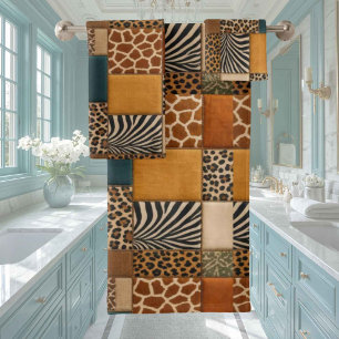 Afrikanisches Tierdruck-Patchwork-Design-Handtuch- Badhandtuch Set