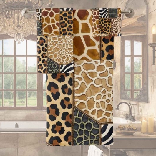 Afrikanisches Tierdruck-Patchwork-Design-Handtuch- Badhandtuch Set