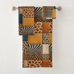 Afrikanisches Tierdruck-Patchwork-Design-Handtuch- Badhandtuch Set