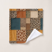 Afrikanisches Tierdruck-Patchwork-Design-Handtuch- Badhandtuch Set (Waschlappen)