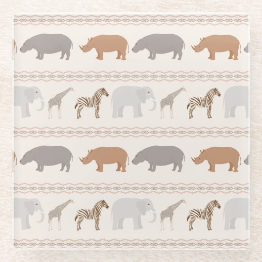 Afrikanisches Tiermuster 1 Glasuntersetzer (Vorderseite)