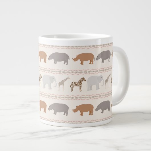 Afrikanisches Tiermuster 1 Jumbo-Tasse (Vorderseite Rechts)