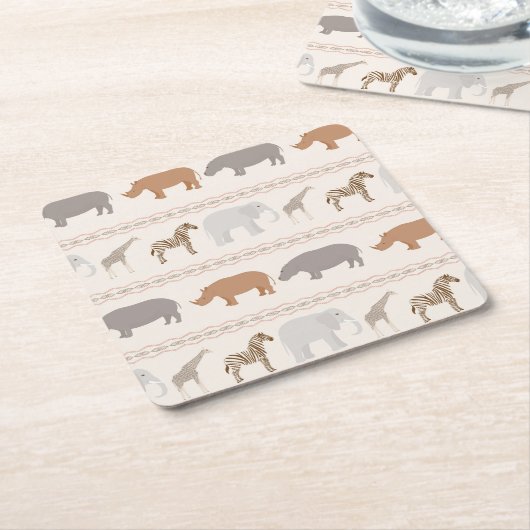 Afrikanisches Tiermuster 1 Rechteckiger Pappuntersetzer (angewinkelt)