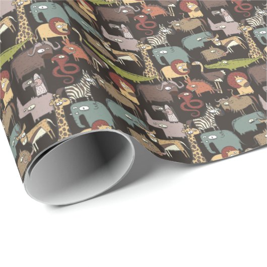 Afrikanisches Tiermuster Geschenkpapier (Rolleneckpunkt)