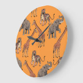 Afrikanisches Tiermuster Große Wanduhr (Winkel)
