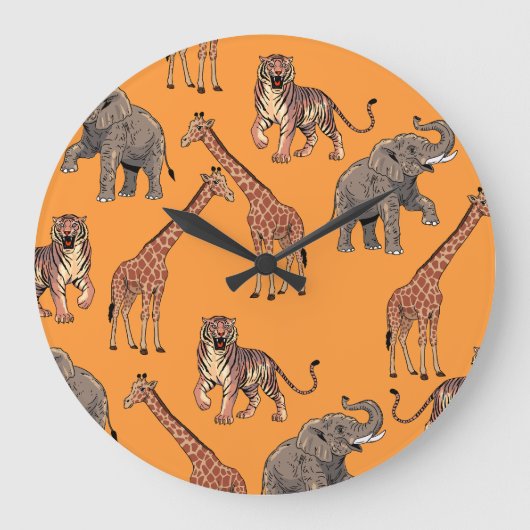Afrikanisches Tiermuster Große Wanduhr (Vorderseite)