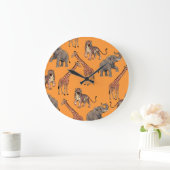 Afrikanisches Tiermuster Große Wanduhr (Zuhause)
