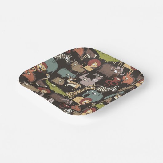 Afrikanisches Tiermuster Pappteller (Gewinkelt)