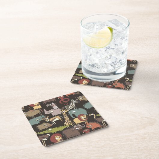 Afrikanisches Tiermuster Rechteckiger Pappuntersetzer (Vor Ort)