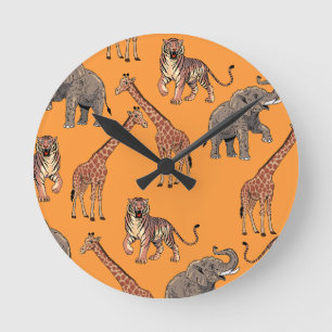 Afrikanisches Tiermuster Runde Wanduhr