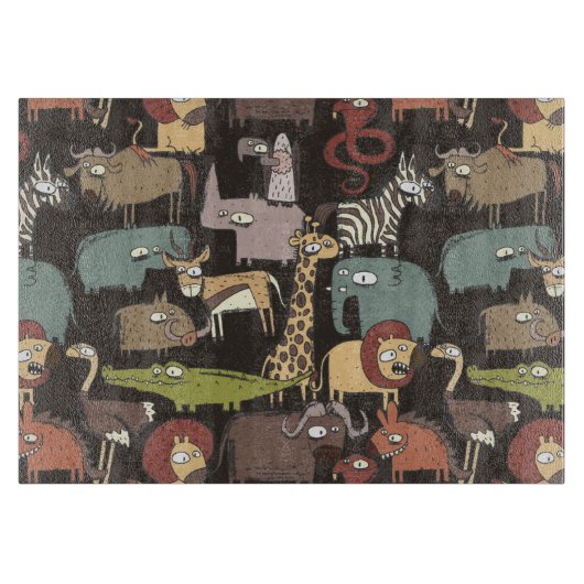 Afrikanisches Tiermuster Schneidebrett (Vorderseite)