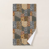 Afrikanisches Tierprint-Patchwork-Design-Handtuch- Badhandtuch Set (Handtuch)