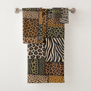Afrikanisches Tierprint-Patchwork-Design-Handtüche Badhandtuch Set