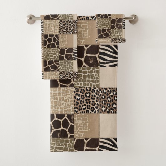 Afrikanisches Tierprint-Patchwork-Design-Handtüche Badhandtuch Set (Insitu)