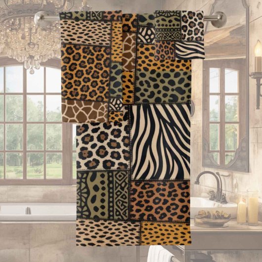 Afrikanisches Tierprint-Patchwork-Design-Handtüche Badhandtuch Set