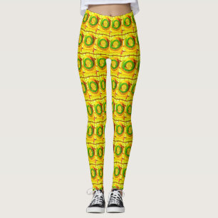 Afrikanisches traditionelles goldgelbes Rosenmuste Leggings