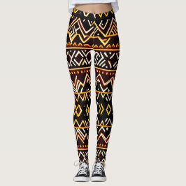 Afrikanisches Tribal-Edging-Yellow-Isometric-Muste Leggings