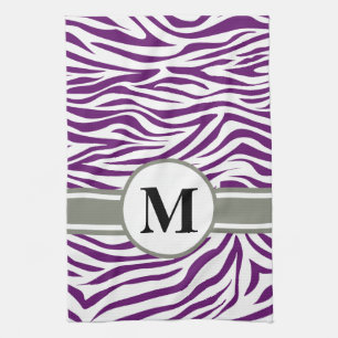 Afrikanisches Veilchen Safari Zebra mit Monogramm Küchentuch