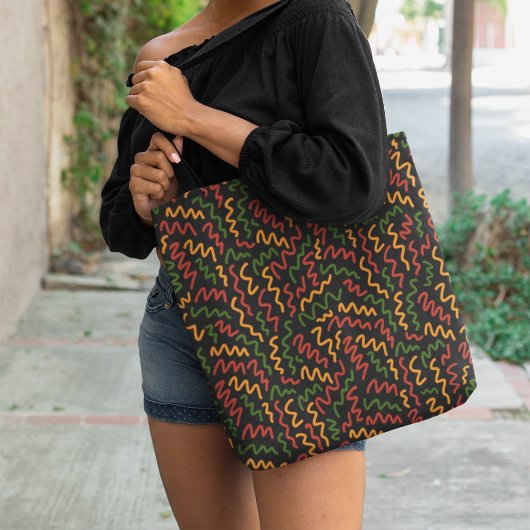 Afrikanisches Wavy Lines Muster Tasche