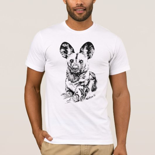 Afrikanisches wilder Hundebild in grafischem T-Shirt (Vorderseite)