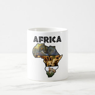 Afrikanisches Wildtierkontinent Schwarze Collage Kaffeetasse