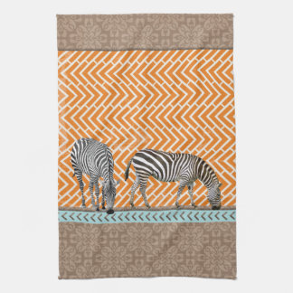 Afrikanisches Zebra Orange Chevron Teeküchentuch Küchentuch