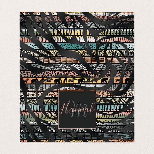 Afrikanisches Zebra-Streifenmuster Visitenkarten (Außenseite Aufgefaltet)