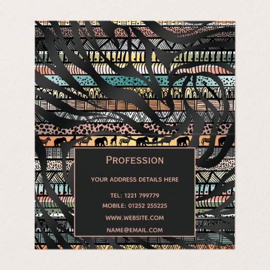Afrikanisches Zebra-Streifenmuster Visitenkarten (Innenseite Aufgefaltet)